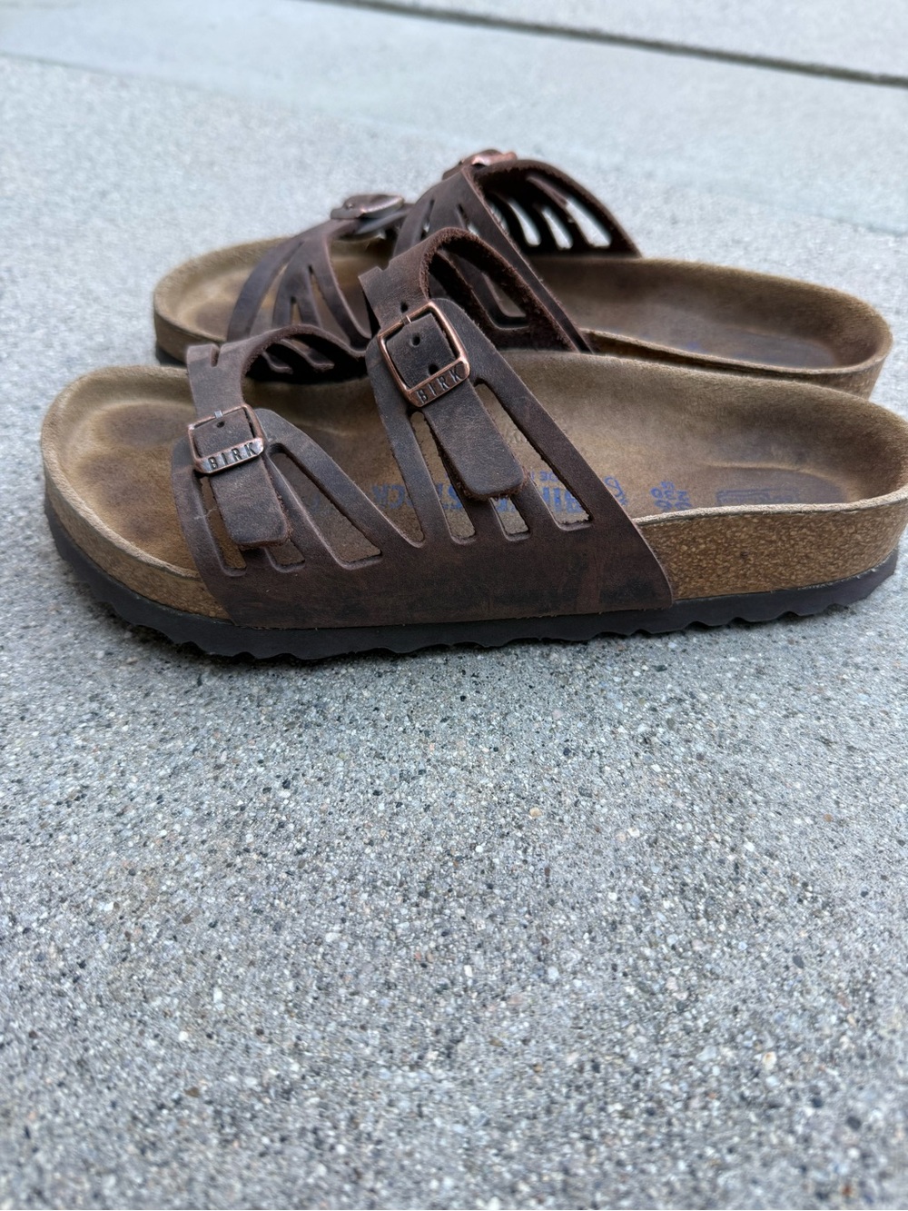 Birkenstock Brown Suede Multi-Strap Slide Sandals